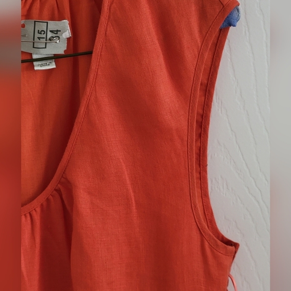 J. Crew Linen Cap Sleeve Dress in Orange/Red, Size 0 - Picture 3 of 16